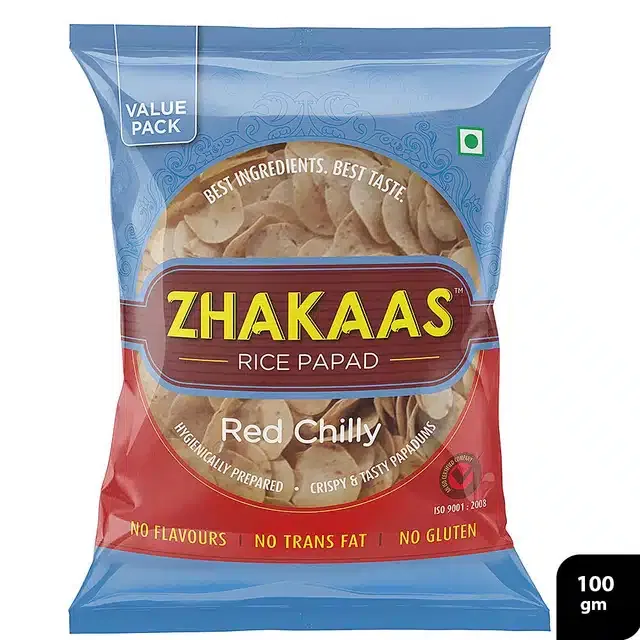 ज़हखास राइस पापड़ रेड चिली 100 g
