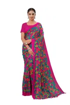 Georgette Striped Saree for Women 