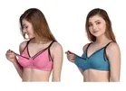 Cotton Blend Solid Non Padded Feeding Bras for Women 