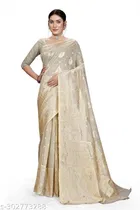 Linen Zari Woven Saree for Women 