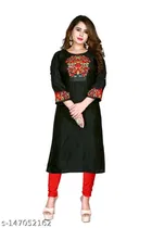 Rayon Embroidered Kurti for Women 