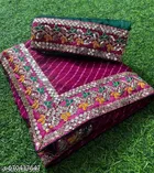 Chiffon Embellished Saree For Women, Pink