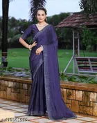 Georgette Embellished Saree For Women, Blue