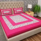 Jaipuri Cotton Double Bedsheet with 2 Pillow Covers | 80x90 Inch | Floral Pink | Traditional Rajasthani Print