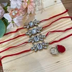 Alloy Designer Couple Rakhi, White, Set Of 1