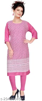 Cotton Blend Printed Kurti for Women 