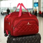 Polyster 60 L Trolley Duffel Bag - Red Color,Roller Wheels Lightweight Criss-Cross Designed  Travel Duffel Bag - Good Capacity
