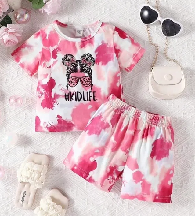 Hosiery Printed Clothing Set for Kids (White & Pink, 18-24 Months)