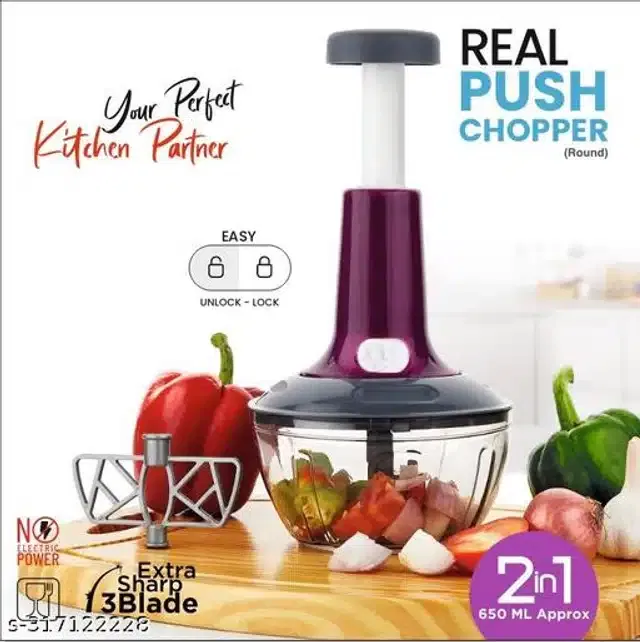 Plastic Manual Chopper (Multicolor, 650 ml)