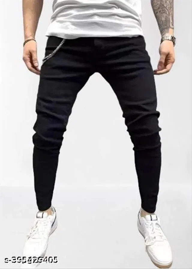 Denim Slim Fit Jeans for Men (Black, 28)