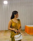 Bollywood Style Golden Chiffon Saree for Women 