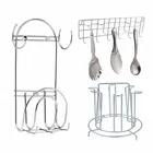 Oc9 स्टेनलेस स्टील ग्लास स्टैंड & चकला बेलन स्टैंड & वॉल माउंटेड लैडल हुक रेल फॉर किचन 