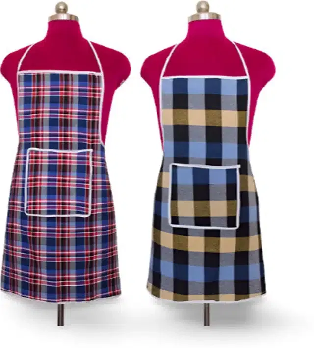 Cotton Kitchen Aprons (Multicolor, Pack of 2)