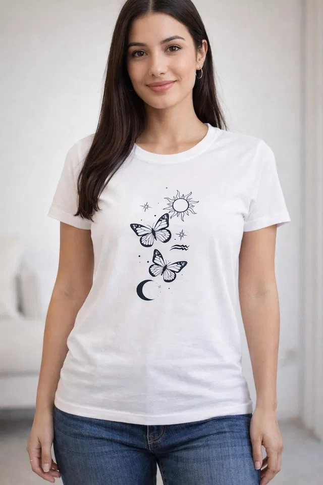 Cotton Blend Printed T-shirt for Men, White (XL)