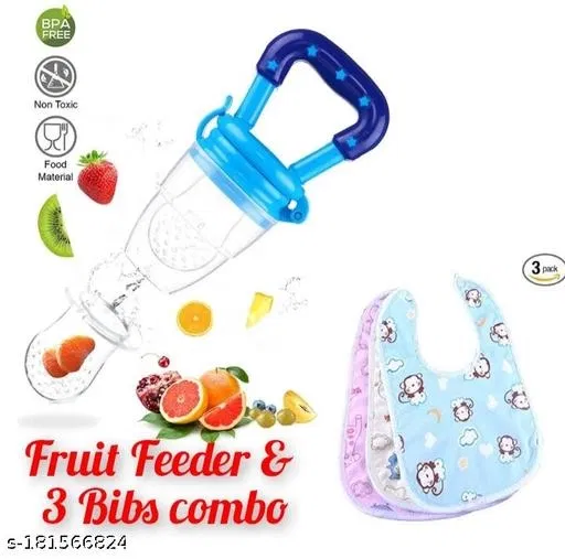 Yv Baby Fruit Food Feeder And 3 Bibs Combo