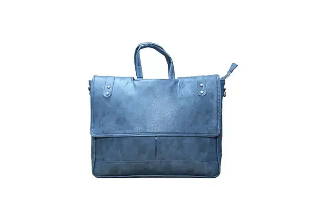Men's 2 Compartment Adjustable Belt & Expandable Sides Laptop Bag (Aqua Blue)