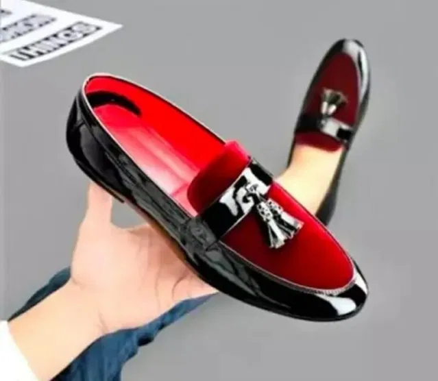 Loafers for Men (Black & Maroon, 9)