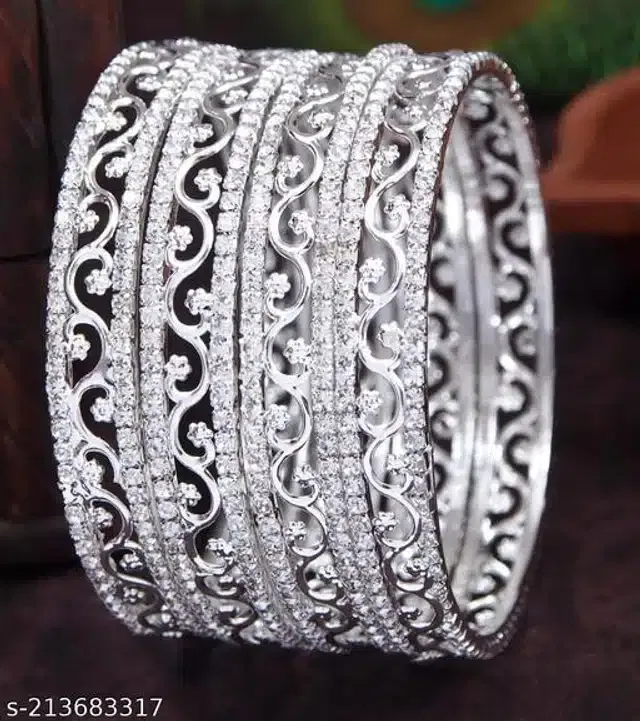 Trendy Bangles for Women (Silver, 2.6)