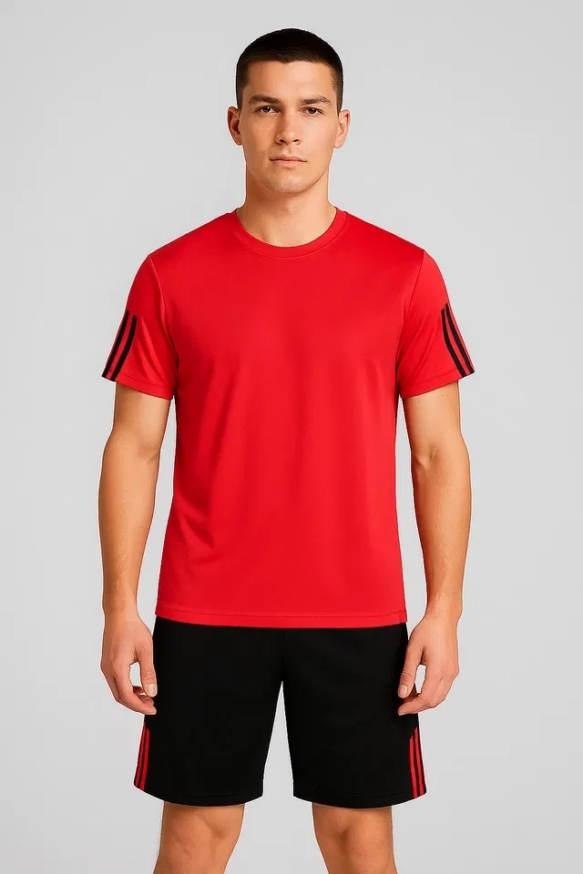 Solid Tracksuit for Men (Red & Black, L)
