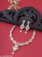 Rose Gold Plated Rainbow Diamond Necklace Set for Women 