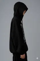 Fleece Printed Hoodie for Men, Black 