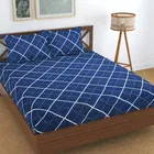 Glace Cotton Printed Fitted Double Bedsheet with Two Pillow Covers 