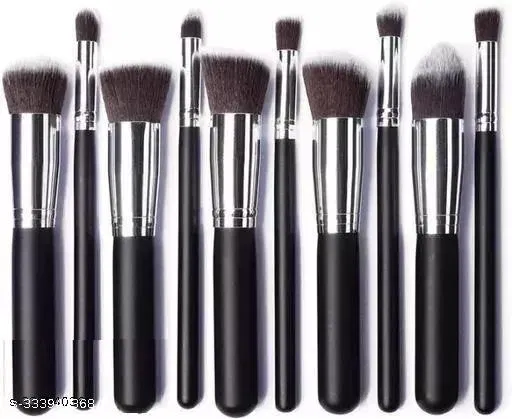 KAYI 10 Piece Makeup Black Brushes Set Tool Pro Foundation Blending Blush Eyeliner Face Powder Brush Kit (Pack of 10)
