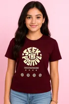 Round Neck Printed T-Shirt for Girls 