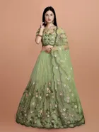 Net Embroidred Semi Stiched Lehenga Choli for Women 