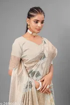 Cotton Linen Zari Woven Saree for Women 