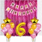 6th Happy Birthday Balloon Decoration,Pink,Set Of 1