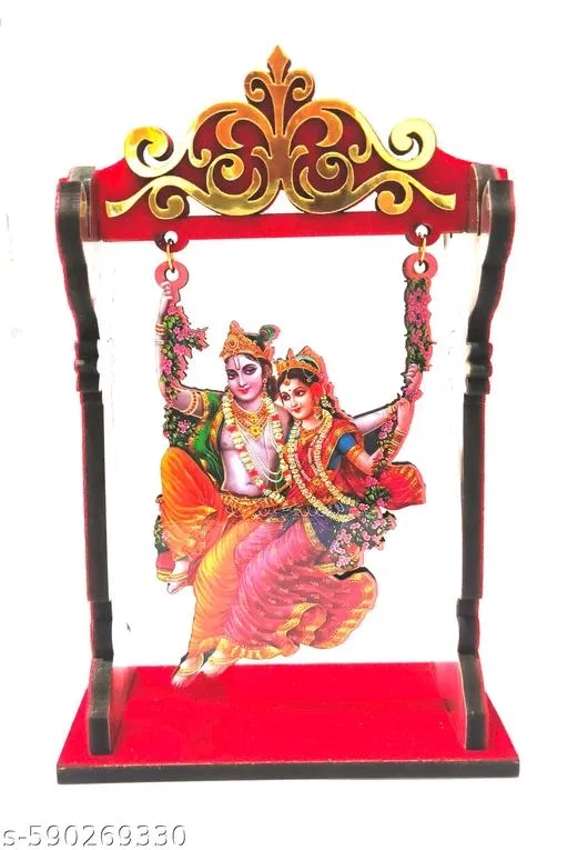 Radha Krishna Idol (Wooden MDF, Multi)