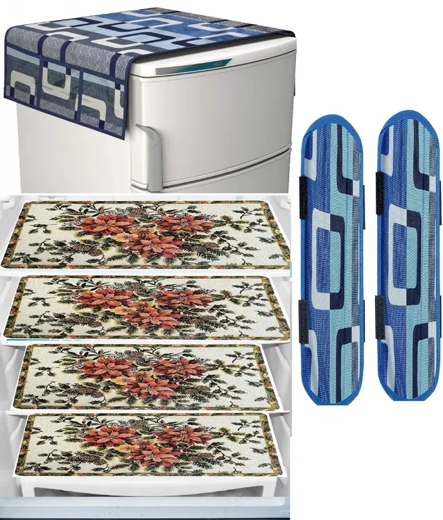 Knit 7 Pcs Fridge Cover Set (Multicolor, Set of 1)