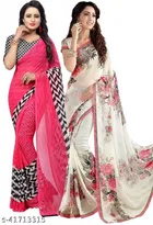 Fancy Georgette Saree for Women, Pack of 2 