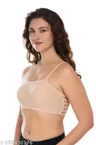 Cotton Blend Bra for Women, Beige 