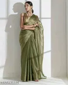 Jimmy Choo Solid Saree For Women, Green