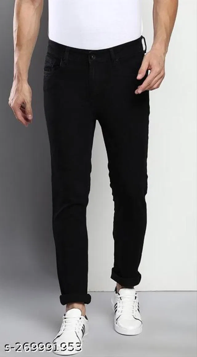 Denim Slim Fit Jeans for Men (Black, 30)