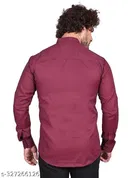 Cotton Blend Solid Short Kurta for Men, Maroon 