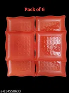 Plastic Plates for Kitchen, Red, Pack of 6