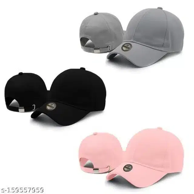 Cotton Caps for Men & Women (Multicolor, Set of 3)