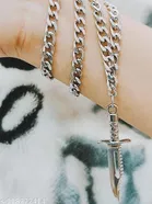 Silver Chain With Talvar Locket for Boys 
