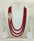 Three Layer Pearl Necklace for Women & Girls, Maroon