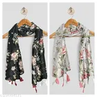 Chiffon Scarves for Women, White, Pack of 2
