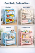 Multifunctional Detachable 3 Layer Rectangular Plastic Bathroom Organizer Kitchen Shelf Shelves Storage Rack Assorted Any 1 Colour