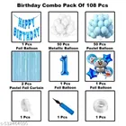 Doremon Theme 1st Happy Birthday Decoration Items For Girls, Multicolor, Pack of 112