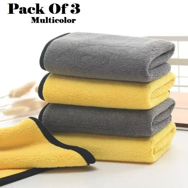 Microfiber Thick Lint & Streak-Free Multipurpose Cleaning Clothes (Multicolor, Pack of 3)