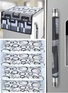 Knit Printed Fridge 4 Pcs Mat with Handle & Top Cover 