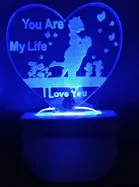 3D STYLISH NIGHTLAMP HEART shaped couple Night Lamp with 7 Color Changing Light for Gift, for Bedroom (Pack of 1)