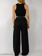 Cotton Blend Solid Trousers for Men, Black 