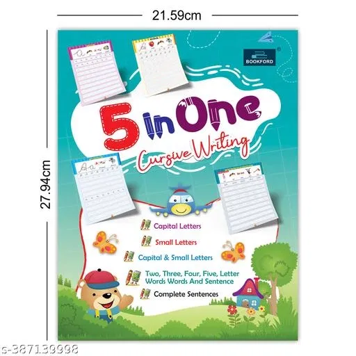 Practice Book Of 5-In-One Cursive Writing - Master The Art Of Beautiful Handwriting